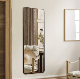 Be Unique מראת קיר מלבן מעוצבת מסגרת דקה בצבע שחור 140X50 ס"מ
