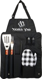 TEKNO ערכת מנגל סינר כולל 7 כלים לברביקיו Tekno. טקנו "מלך המנגל"