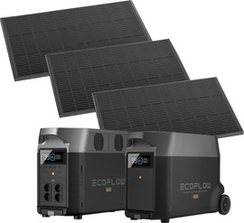 Ecoflow סט תחנת כוח ניידת 3600Wh כולל סוללת הרחבה ו-3 פאנלים סולארים Ecoflow 540W אקופלואו EF DELTA PRO +1EB + 1620FIX