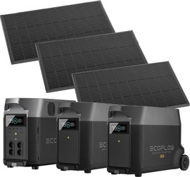 Ecoflow סט תחנת כוח ניידת 3600Wh כולל 2 סוללת הרחבה ו-3 פאנלים סולאריים Ecoflow 540W אקופלואו EF DELTA PRO +2EB + 1620FIX