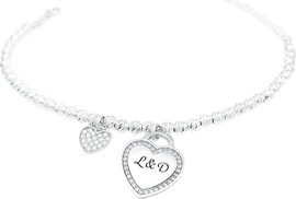 BL jewelry צמיד חרוזים בשילוב תליון לב BL jewelry בל ג׳ולרי חרוזים תליון - כסף 925