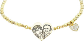 BL jewelry צמיד חרוזים בשילוב תליון תמונה BL jewelry בל ג׳ולרי חרוזים תליון תמונה - ציפוי זהב
