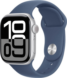 APPLE שעון חכם 42 מ"מ Apple אפל Apple Watch Series 10 GPS + Cellular 42mm - Silver Aluminium Case with Denim Sport Band - M/L