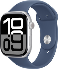 APPLE שעון חכם 46 מ"מ Apple אפל Watch Series 10 GPS + Cellular 46mm - Silver Aluminium Case with Denim Sport Band - M/L