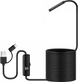 פלד יבוא ושיווק מצלמת אנדוסקופ USB עם עדשת 8 מ"מ, אורך 2 מטר קשיח, תאימות לאנדרואיד ו-Windows