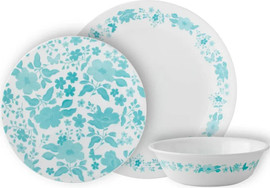 Corelle סט צלחות קורל 18 חלקים ל6 סועדים דגם TEAL קורנינג ארה"ב