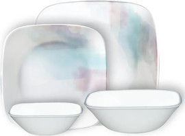 Corelle סט צלחות קורל 16 חלקים ל 4 סועדים דגם Aquarello קורנינג ארה"ב
