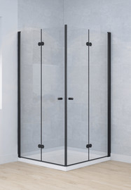 ISRAELI GLASS מקלחון פינתי הרמוניקה מתקפל - שחור IN/OUT ISRAELI GLASS