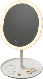 ISRAELI GLASS מראת איפור שולחנית עם תאורת LED מתכווננת