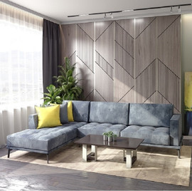 HOUSE DESIGN מערכת ישיבה פינתית גדולה במיוחד דגם אור - מעוצבת בריפוד בד סוואנה יוקרתי - אפור כהה