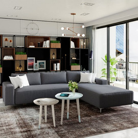 HOUSE DESIGN מערכת ישיבה פינתית גדולה דגם הוליווד - מרופדת בבד רחיץ - צבע שמנת