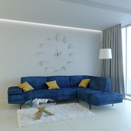 HOUSE DESIGN מערכת ישיבה איכותית בעיצוב איטלקי מודרני בריפוד בד סוואנה יוקרתי - דגם אליאור - צבע כחול