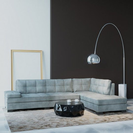 HOUSE DESIGN מערכת ישיבה פינתית איכותית בעיצוב איטלקי מודרני בריפוד בד סוואנה - דגם גיא -צבע אפור בהיר