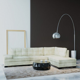 HOUSE DESIGN מערכת ישיבה פינתית איכותית בעיצוב איטלקי מודרני בריפוד בד סוואנה - דגם גיא - צבע שמנת
