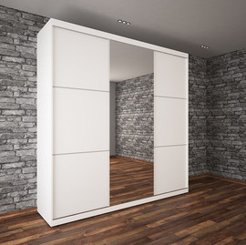 HOUSE DESIGN ארון הזזה 3 דלתות רוחב 2.40 מ'+ מראה דגם יובל 2024 - צבע שיש בהיר 8003