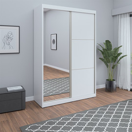 HOUSE DESIGN ארון הזזה 2 דלתות דגם אופק - כולל דלת מראה - צבע לבן