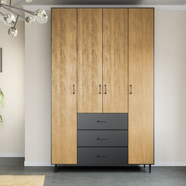 HOUSE DESIGN ארון 4 דלתות רוחב 1.6 מ' דגם מילה - 2024 -צבע בטון כהה 8001