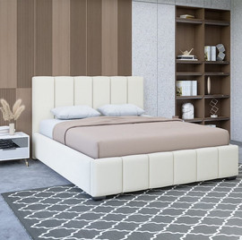 HOUSE DESIGN מיטה זוגית מרופדת בעיצוב מודרני - דגם ג'וי - צבע שמנת