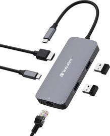 Verbatim תחנת עגינה VERBATIM USB-C™PRO MULTIPORT HUB RJ45 | 2 x USB-A | USB-C® PD