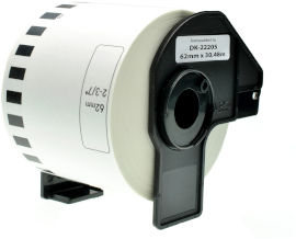 BROTHER מדבקות תואמות BROTHER DK-22205 (סרט רציף גודל תווית 62 מ"מ30.48X מטר)
