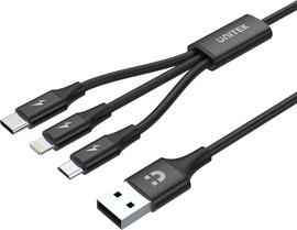 UNITEK Unitek 3-in-1 USB-A to USB-C / Micro USB / Lightning Multi Charging Cable C14049BK