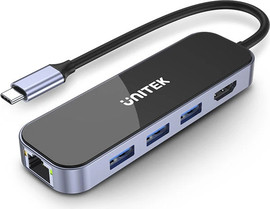 UNITEK Unitek uHUB H6 Gloss 6-in-1 USB-C Ethernet Hub With HDMI and 100W Power Delivery D1084A