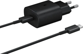 SAMSUNG מטען קיר מהיר Samsung Super Fast Travel Charger 25W + כבל USB Type-C - צבע שחור