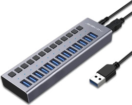 Oem ACASIS האצת USB-A ל-13 יציאות USB-A 3.0 במהירות 5Gbps עם כוח 60W (HS-713MG) HUB AC-HS713