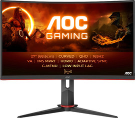 AOC מסך גיימינג קעור AGON AOC CQ27G2S/BK בגודל 27" ברזולוציית QHD עם קצב רענון 165Hz