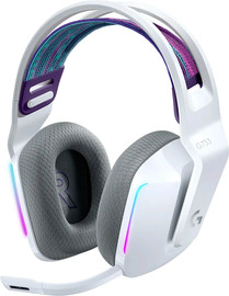 LOGITECH אוזניות קשת אלחוטיות לגיימינג Logitech G733 Lightspeed בצבע לבן