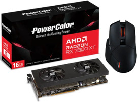 Powercolor מארז - עכבר גיימינג אלחוטי ALPHYN AM10 + כרטיס מסך PowerColor RX 7800 XT 16GB GDDR6 בצבע שחור