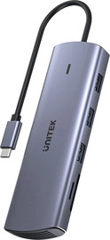 UNITEK מולטיפורט UNITEK 9 ב-1 בחיבור USB-C בצבע אפור חלל