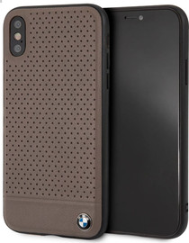 Oem מגן טלפון CG MOBILE IPhone XS MAX BMW SIGNATURE עור פרפורציה צבע חום