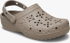 Crocs Crocs Classic Floral Cut Out Clog - כפכפי קרוקס לנשים בצבע טאופ