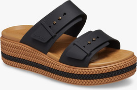 Crocs Crocs Brooklyn Woven Buckle - כפכפי פלטפורמה קרוקס לנשים עם סוליה קלועה בצבע שחור