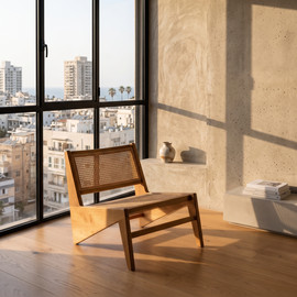 קאנטרי שיק כורסא נורדית ראטן מעץ מלא