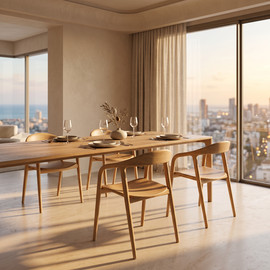 קאנטרי שיק 6 כיסאות טוקיו חדש עץ בהיר