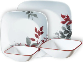 Corelle סט צלחות קורל 16 חלקים ל 4 סועדים דגם Kyoto Leaves קורנינג ארה"ב