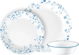 Corelle סט צלחות קורל 12 חלקים ל4 סועדים דגם Garden Song קורנינג ארה"ב
