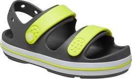Crocs Crocs Crocband Cruiser Sandal T - סנדלי קרוקבנד לילדים בצבע אפור/ירוק זרחני מידות קטנות