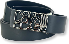 Cavalli Class חגורה מעוצבת אפורה אבזם לוגו קוואלי קלאס