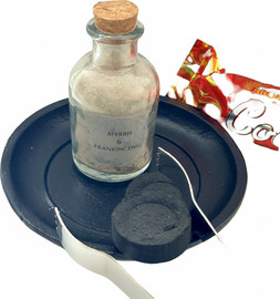 Ronari Home מארז להקטרה שרף מור ולבונה-כלי שחור,מלקחיים,שרף וגחלים