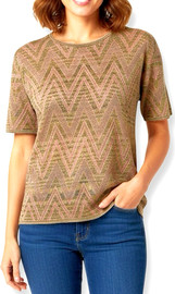 MISSONI חולצת סריג מנצנצת בטקסטורת זיג-זג גולדפינק מיסוני