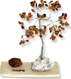 Ronari Home מארז עץ אבני קריסטל ואבן גולמי קרנליאן לשמחה,תקווה ואנרגיה