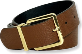 Ralph lauren חגורת עור דו צדדית אבזם לוגו בגימור יוקרתי ראלף לורן