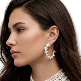 Charm עגילי חישוק יוקרתיים משובצים ״פנינים״ צ’ארם
