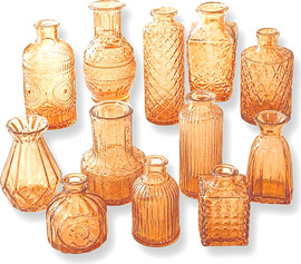 Ronari Home סימפוניה של סטייל – קולקציית 12 אגרטלים קטנים וינטג’ מעוצבים צבע שמפניה-ענבר