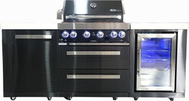 Dchef מטבח חוץ יוקרתי הכולל כירת צד + מקרר חוץ יוקרתי