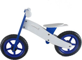 Hili Toys אופני איזון ודחיפה מעץ לילדים בצבע כחול/לבן – דגם GDbalancebikeW