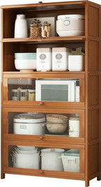 Hypercell ארונית תצוגה ואחסון מעוצבת דגם Amber Wood – 5 קומות